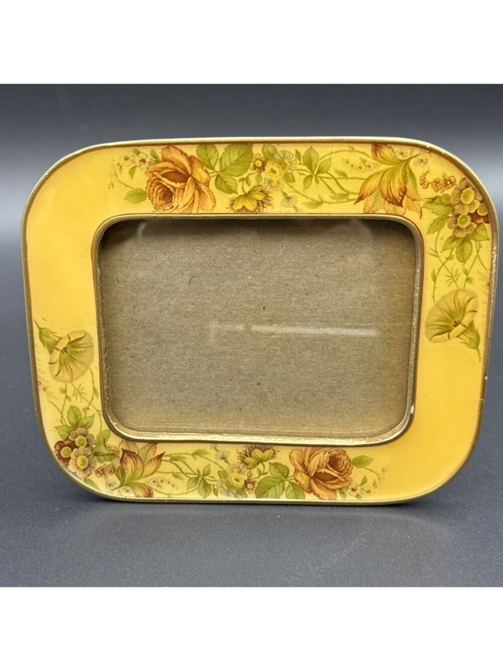 VTG Bucklers Fifth Ave Floral Rose Enamel Swivel Picture Frame 3x4" Photo